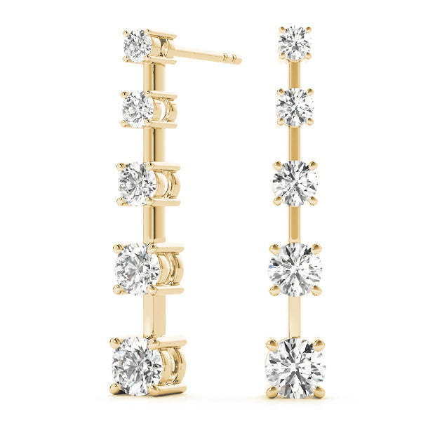 14K Yellow Gold Round Diamond Earrings