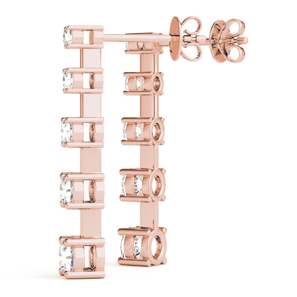 14K Rose Gold Round Diamond Earrings