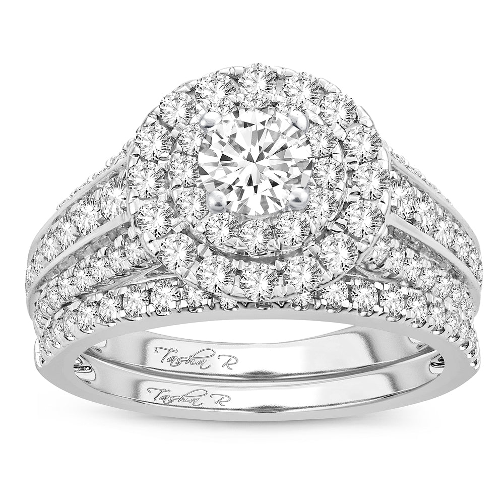Brilliant 14k White Gold 2CT Lab Diamond Bridal Ring