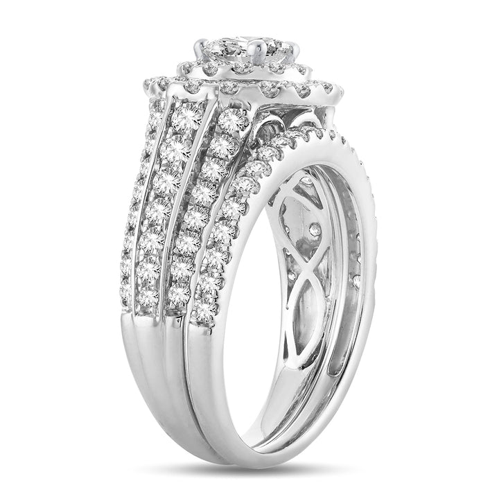 Brilliant 14k White Gold 2CT Lab Diamond Bridal Ring