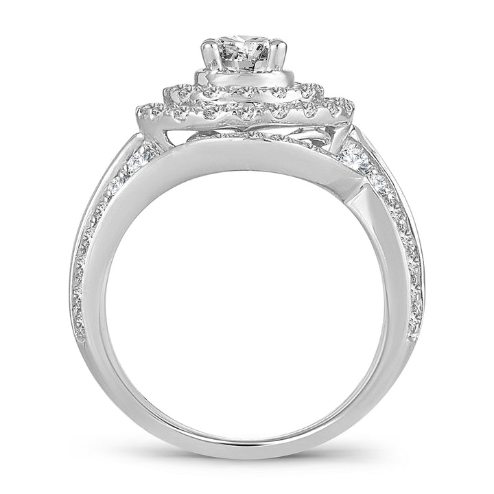 Brilliant 14k White Gold 2CT Lab Diamond Bridal Ring
