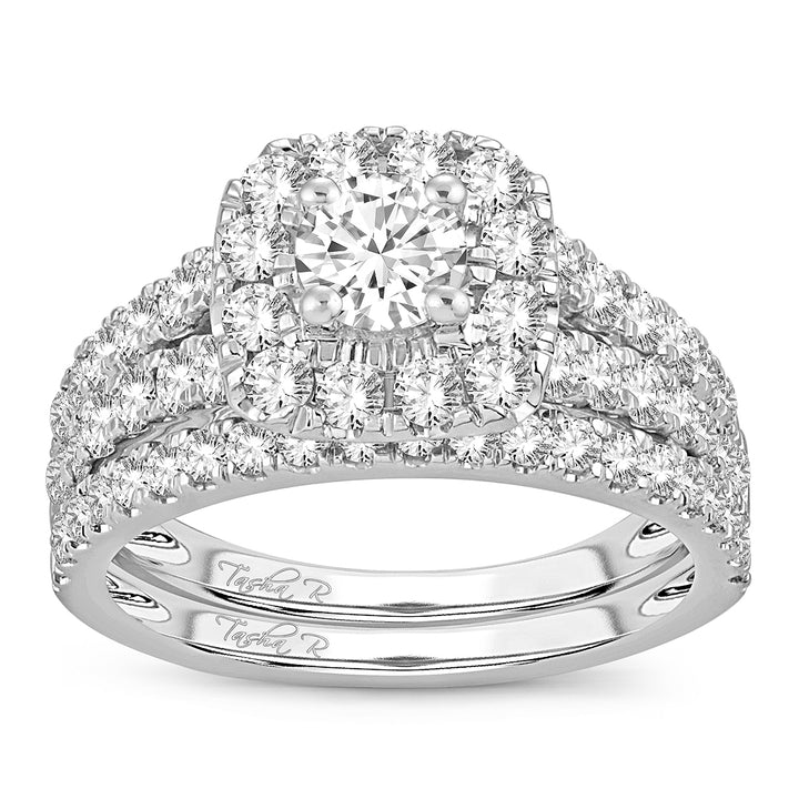 Brilliant 14k White Gold 2CT Lab Diamond Bridal Ring