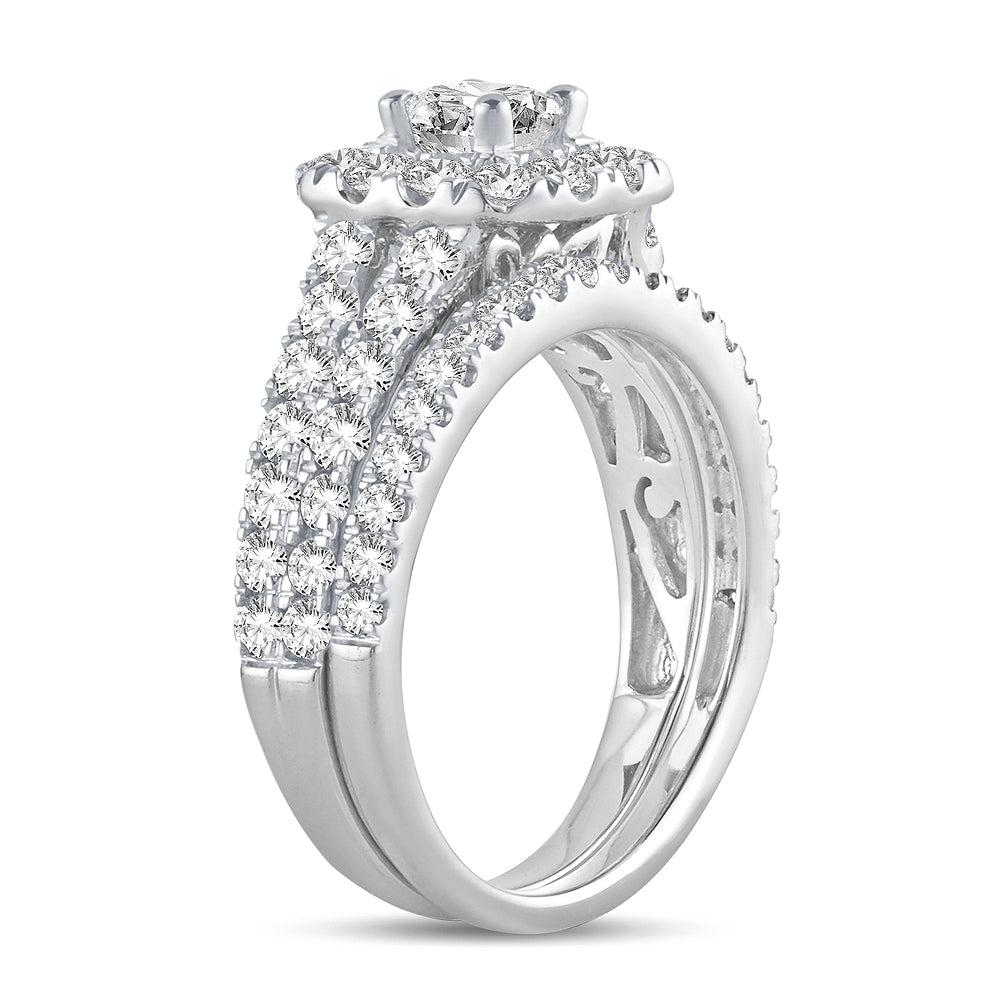 Brilliant 14k White Gold 2CT Lab Diamond Bridal Ring