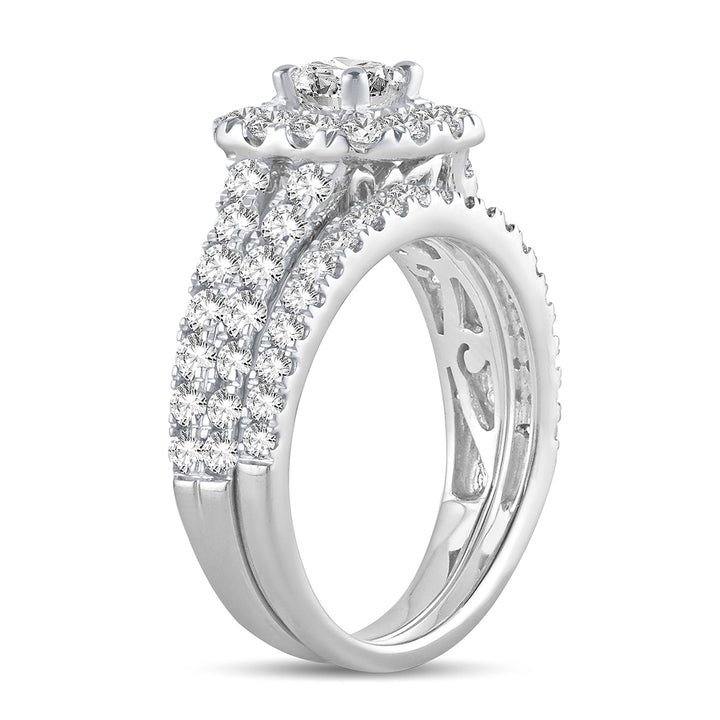 Brilliant 14k White Gold 2CT Lab Diamond Bridal Ring