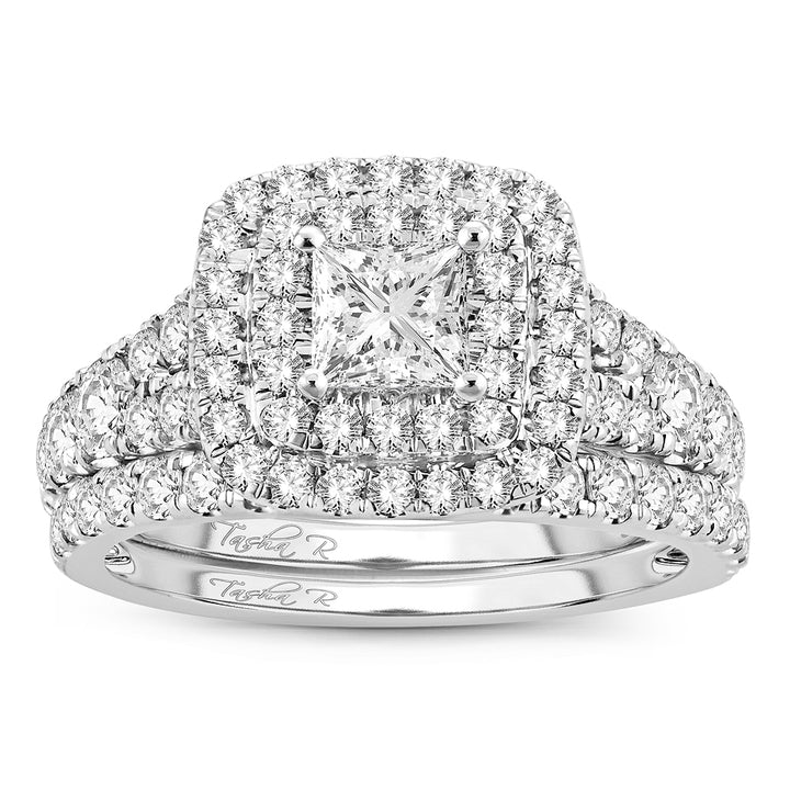 Brilliant 14k White Gold 2CT Lab Diamond Bridal Ring