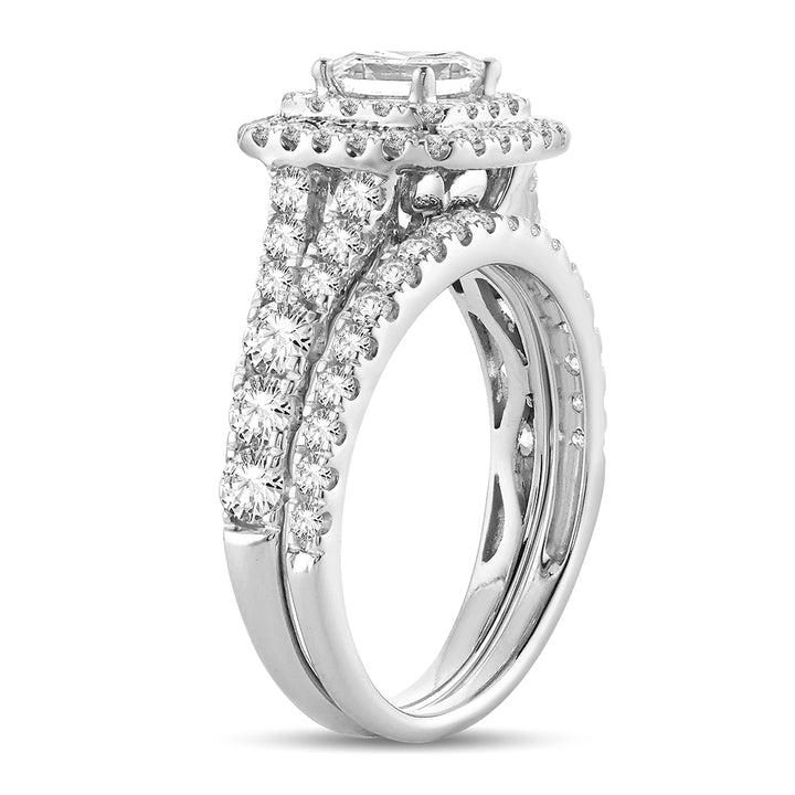 Brilliant 14k White Gold 2CT Lab Diamond Bridal Ring