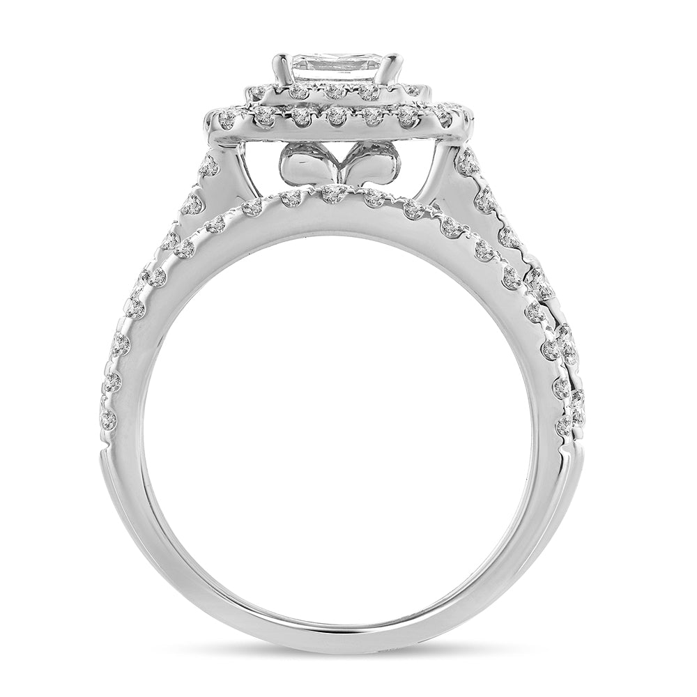 Brilliant 14k White Gold 2CT Lab Diamond Bridal Ring