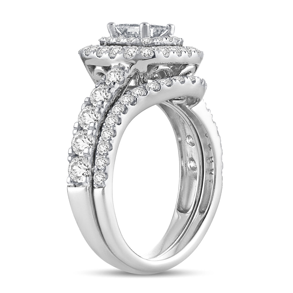 14k White Gold 2CT Lab Diamond Bridal Ring Brilliance