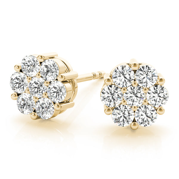 14K Yellow Gold 0.49ctw Diamond Cluster Earrings