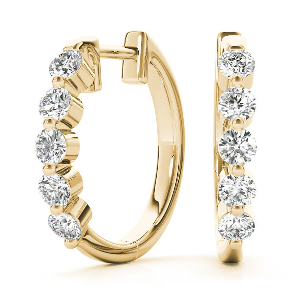 14K Yellow Gold Lab Diamond Hoop Earrings