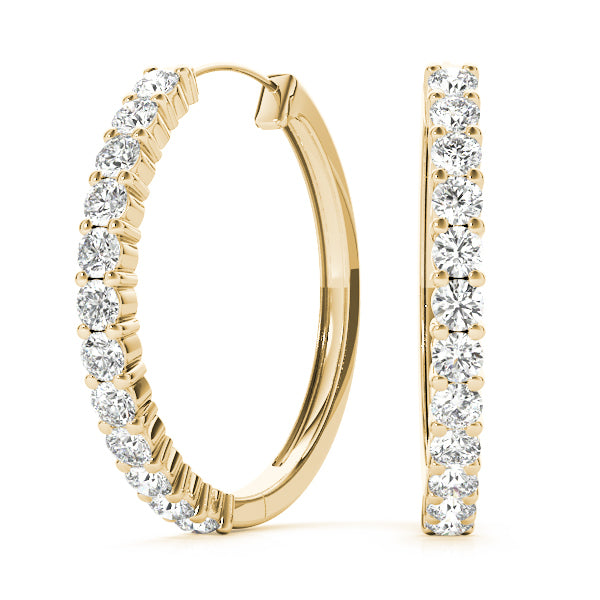 14K Yellow Gold Diamond Hoop Earrings
