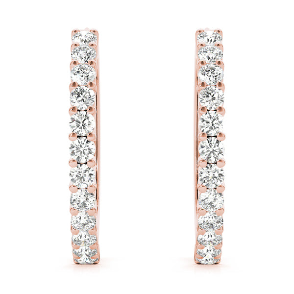 14K Rose Gold Lab Diamond Hoop Earrings