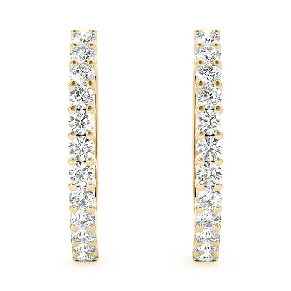 14K Yellow Gold Diamond Hoop Earrings