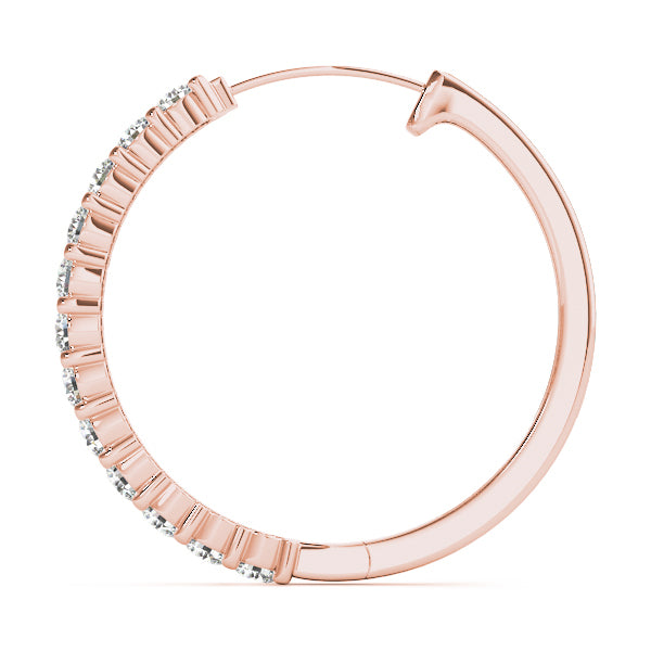 14K Rose Gold Lab Diamond Hoop Earrings