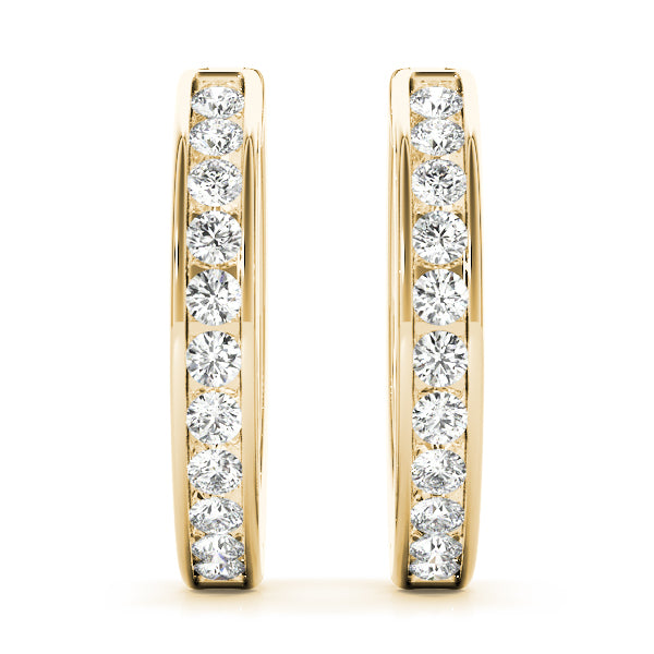 14K Yellow Gold Lab Diamond Hoop Earrings