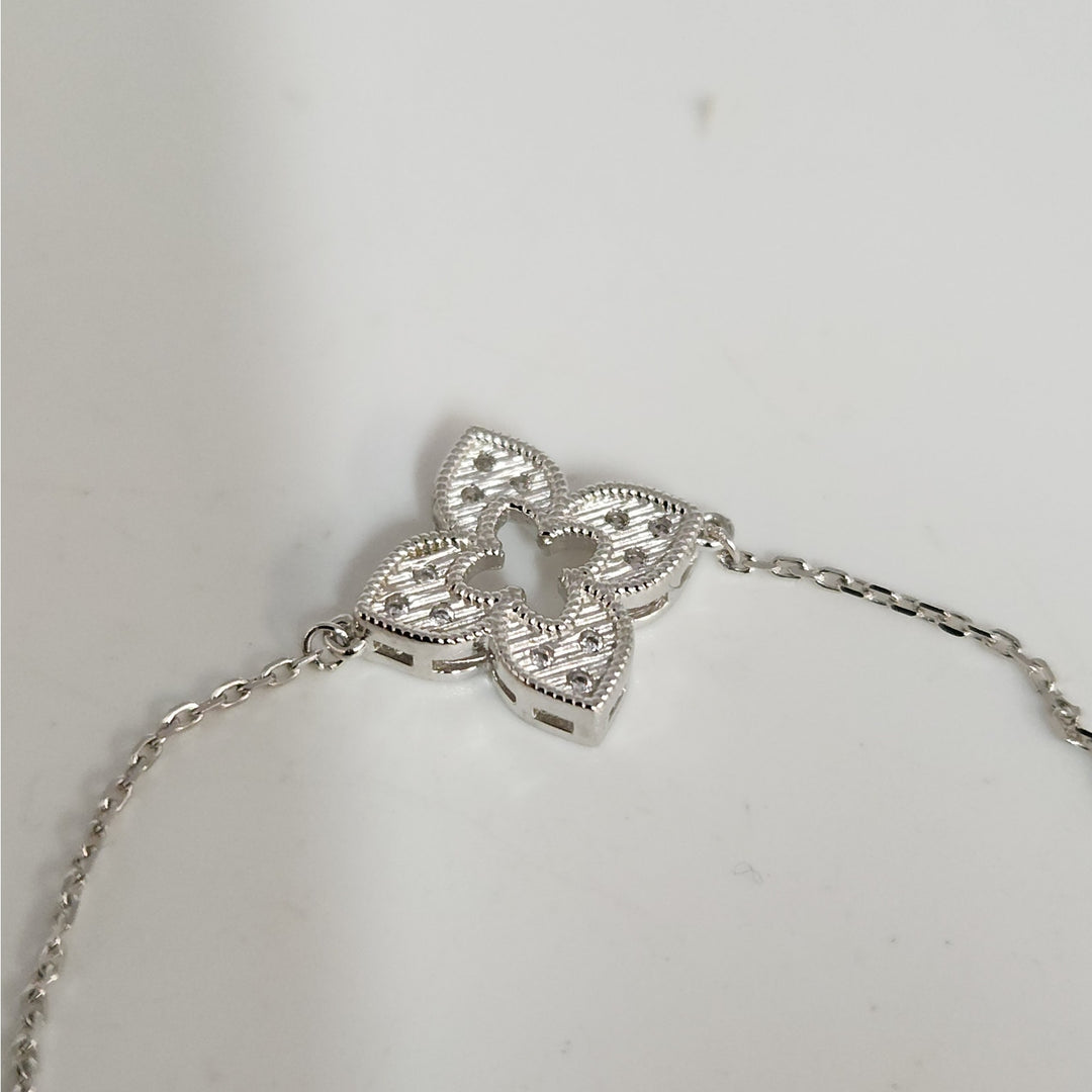 925 Sterling Silver Flower Bracelet 7.5"