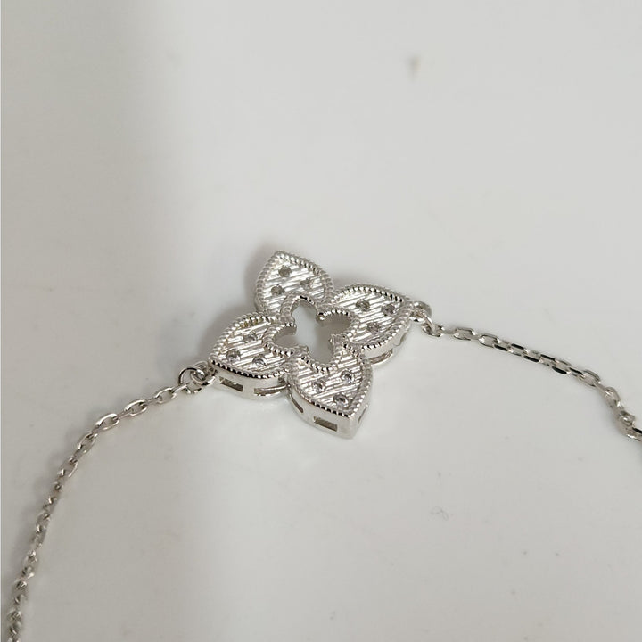 925 Sterling Silver Flower Bracelet 7.5"