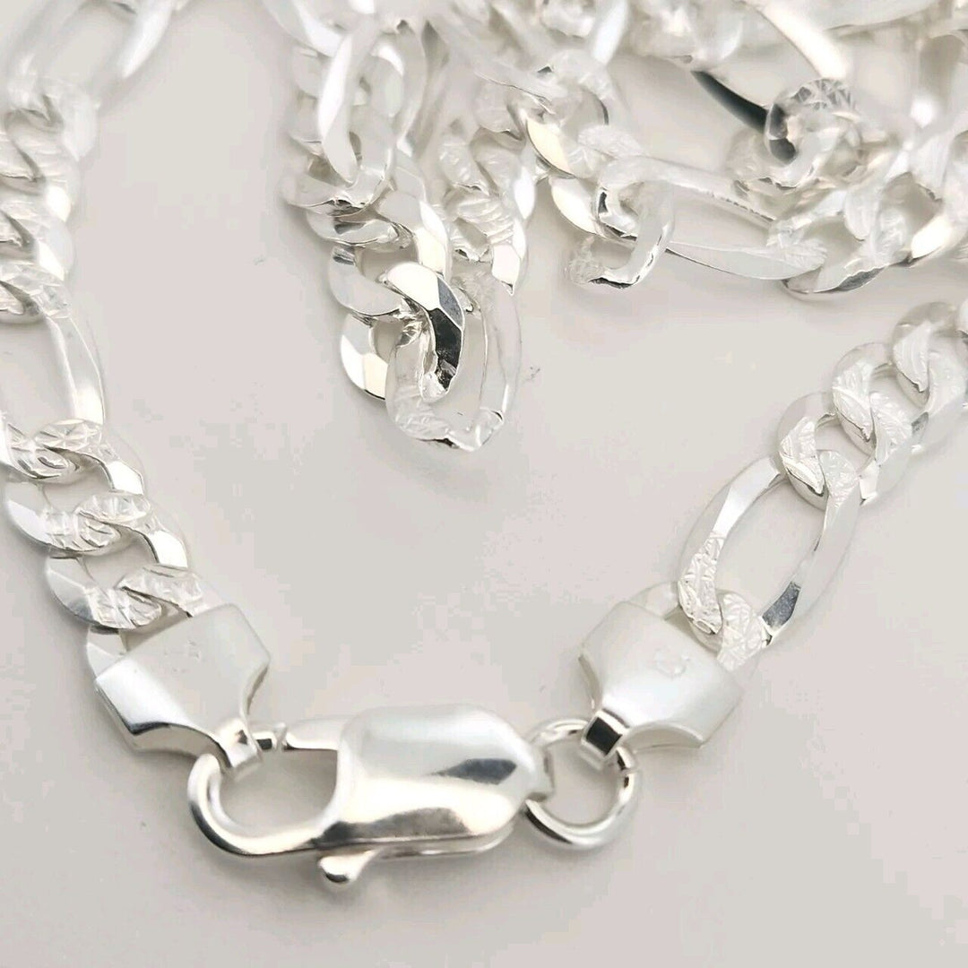 925 sterling silver figaro chain necklace 24" B