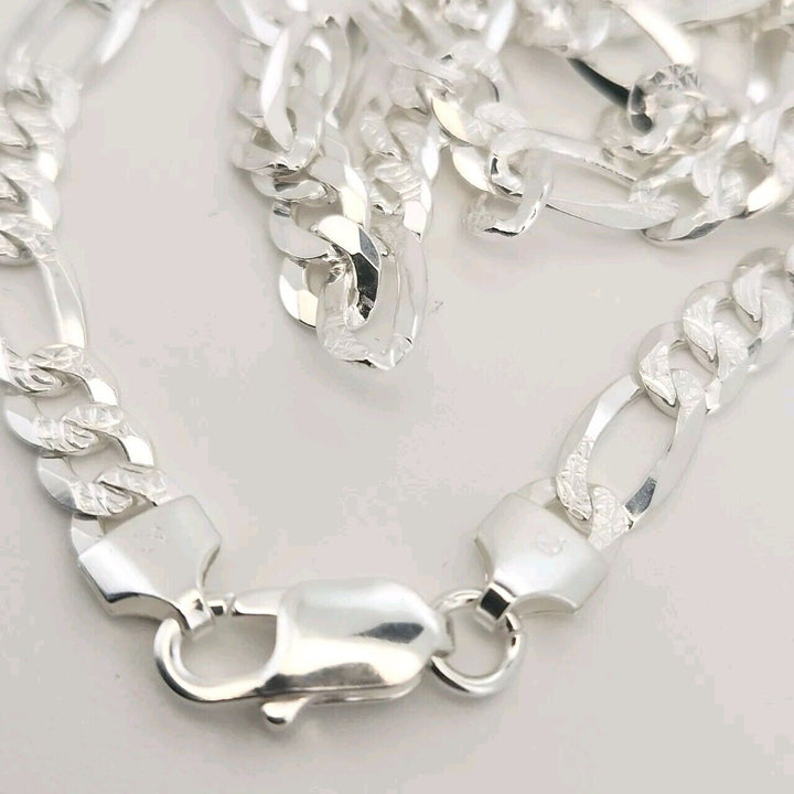 925 sterling silver figaro chain necklace 24" B