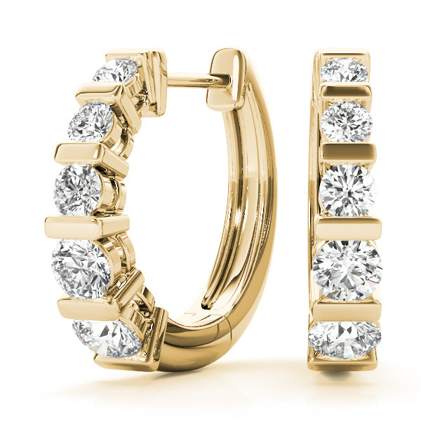 Yellow Gold Diamond Lab Grown Hoop Earrings