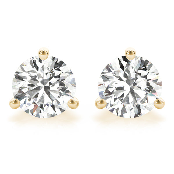 14K Yellow Gold Lab Diamond Stud Earrings Pair
