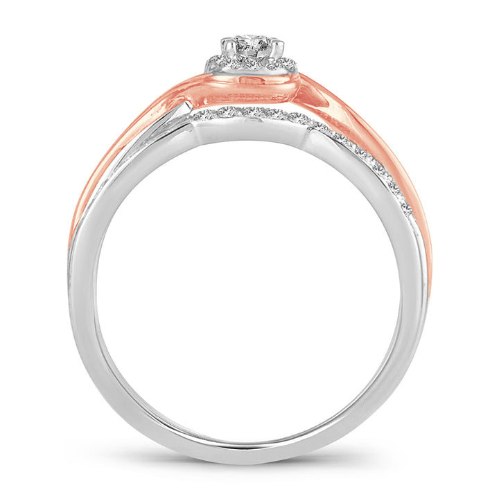 Romantic 14k Rose Gold Lab Diamond Bridal Ring (0.50 CT)