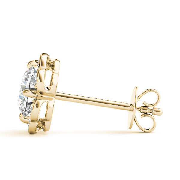 14K Yellow Gold Lab Diamond Halo Earring Set