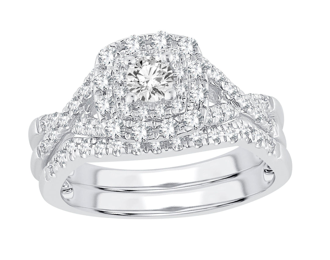 Timeless 14K White Gold 0.50ct Diamond Bridal Ring Set
