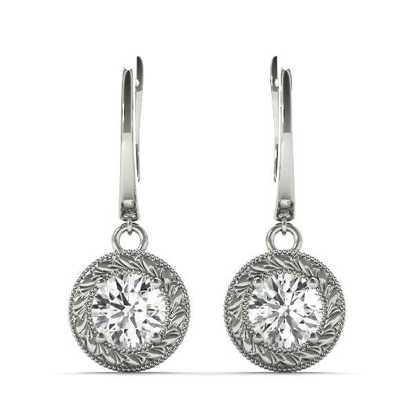 Lab Diamond 14K White Gold Single Stone Earrings