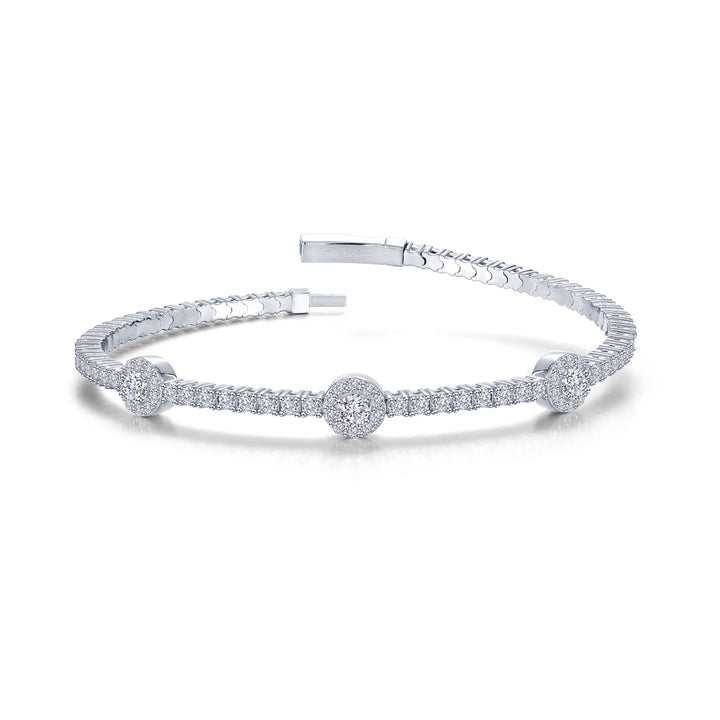 2.90 CTW Halo Station Flexible Tennis Bracelet