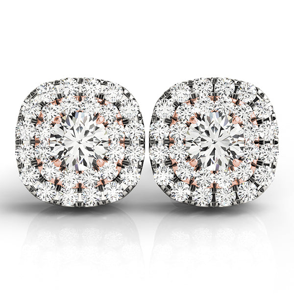 Lab Diamond Round Cushion Halo Earrings