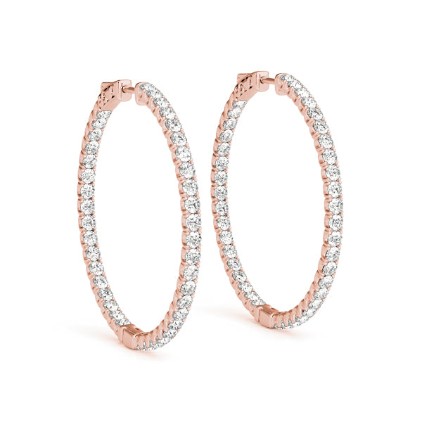 Rose Gold Lab Diamond Inside Out Hoop Earrings