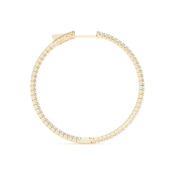 14K Yellow Gold Diamond Inside Out Hoop Earrings