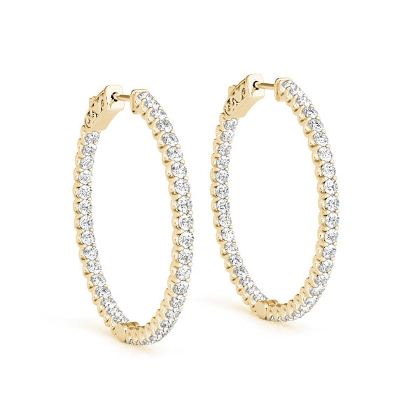 14K Yellow Gold Lab Diamond Inside Out Hoops