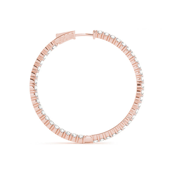 14K Rose Gold Lab Diamond Inside Out Hoop Earrings