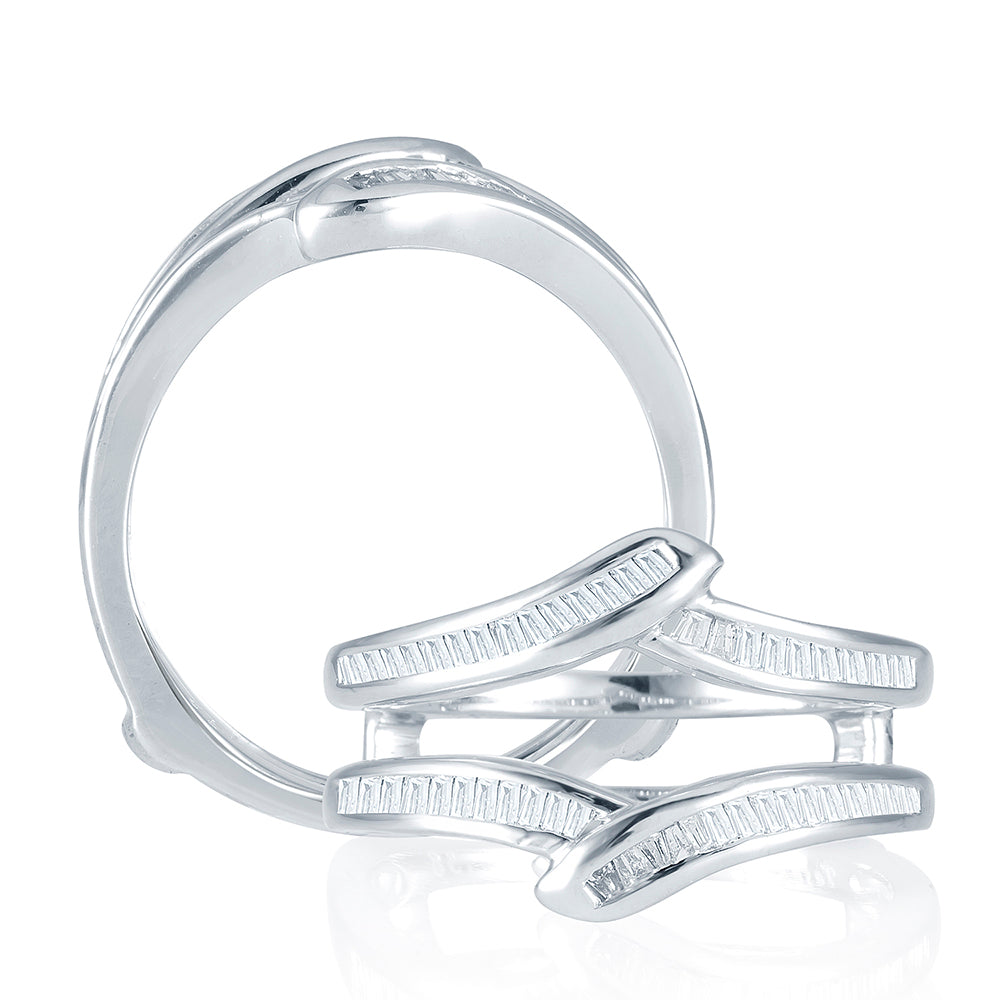 14k White Gold Lab Diamond Ring Guard Accent Piece