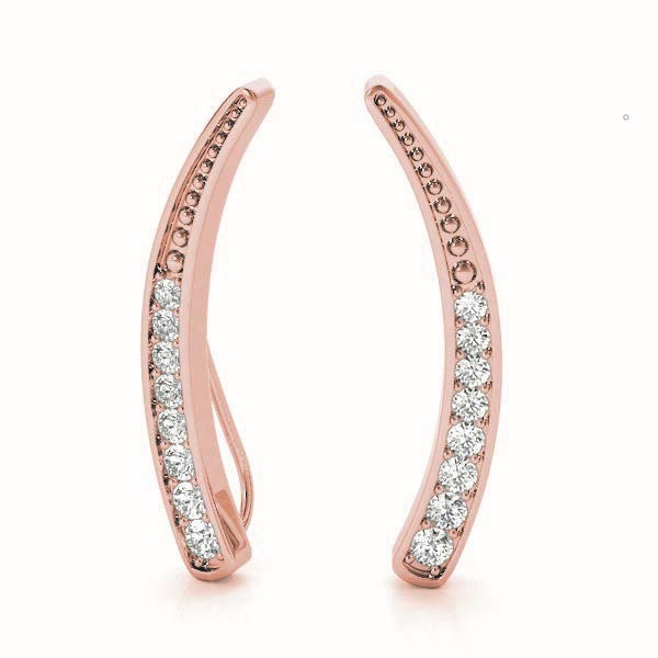 Rose Gold Lab Diamond Ear Climber Pair