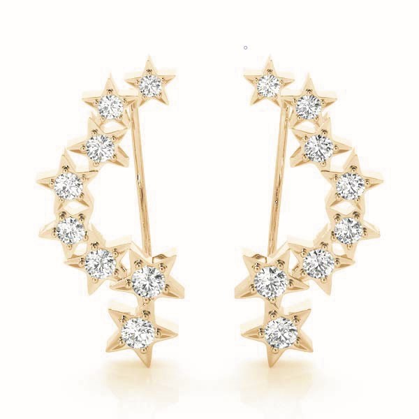 14K Yellow Gold Round Diamond Fashion Earrings