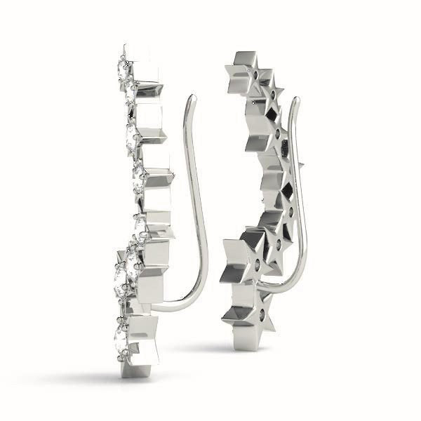14K Gold Round Diamond Climber Earrings