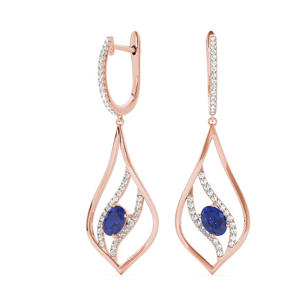 14K Rose Gold Lab Diamond Oval Earrings