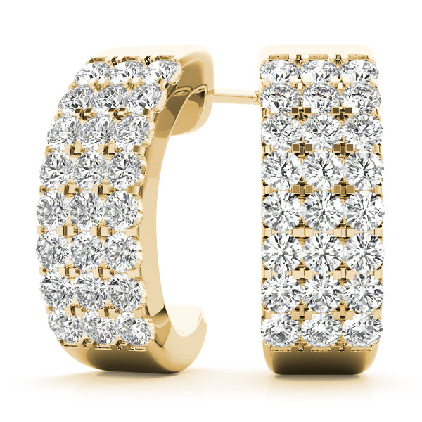 14K Yellow Gold Lab Diamond J-Hoop Earrings