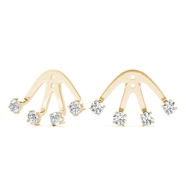 14K Yellow Gold Round Diamond Fashion Earrings