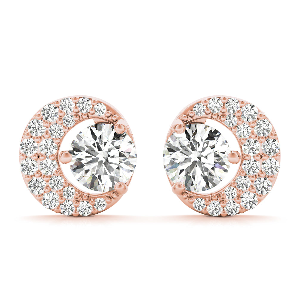 14K Rose Gold Round Lab Diamond Earrings