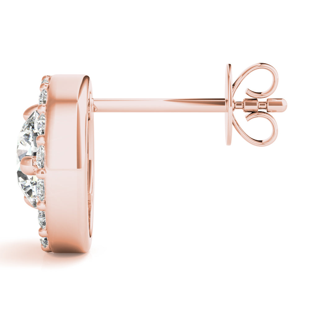 14K Rose Gold Round Lab Diamond Earrings