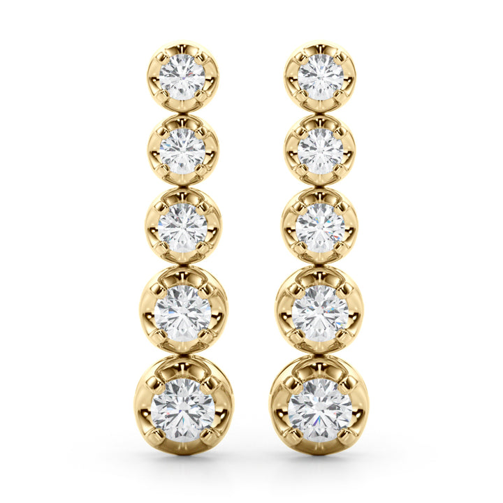 14K Yellow Gold Lab Diamond Dangle Earrings