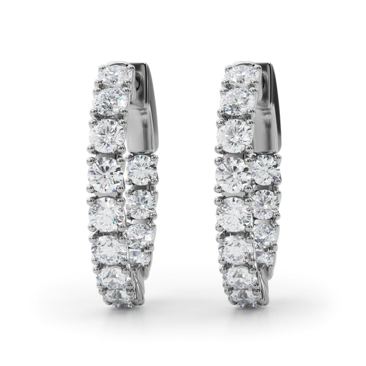 Diamond Lab Grown Round Hoop Earrings