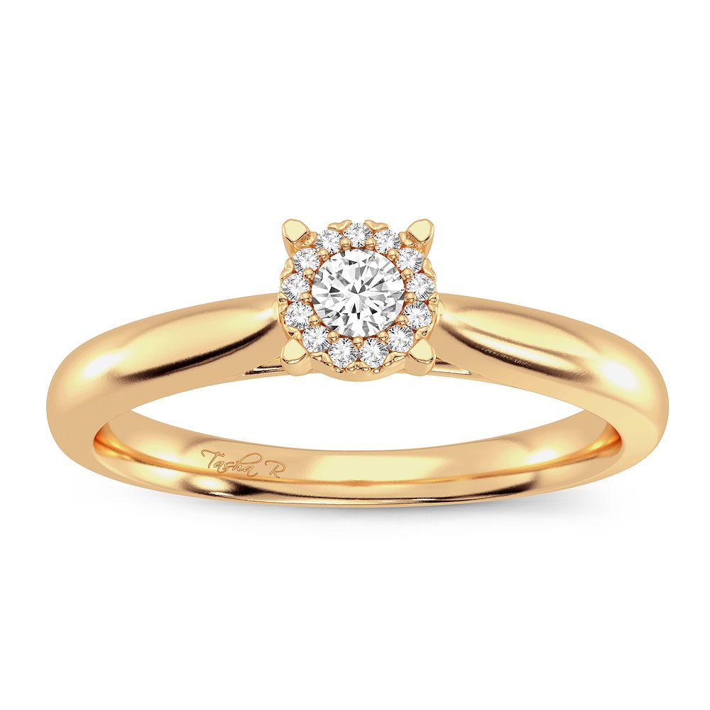 Delicate 14K Yellow Gold 0.10CT Diamond Promise Ring for Her