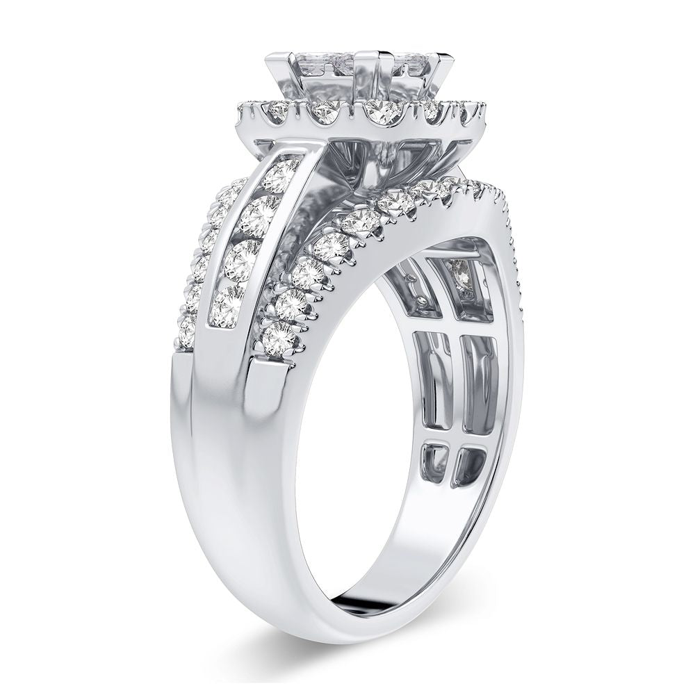 Brilliant 14k White Gold 1.50CT Lab Diamond Engagement Ring
