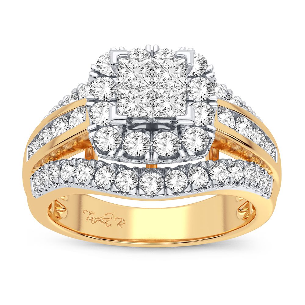 Brilliant 14K Yellow Gold 1.50CT Lab Diamond Engagement Ring