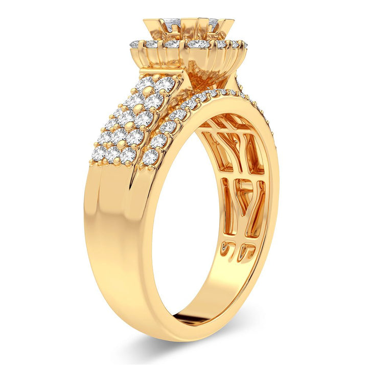 Brilliant 14k Yellow Gold 1CT Lab Diamond Engagement Ring